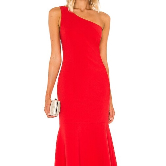 LIKELY Brighton One-Shoulder Dress - Red - Picture 1 of 3